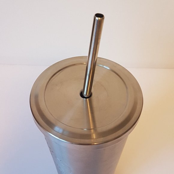 Starbucks Stainless Tumbler Straw Screw Top Lid Metal Cold Drink Traveler Mug - Picture 7 of 14